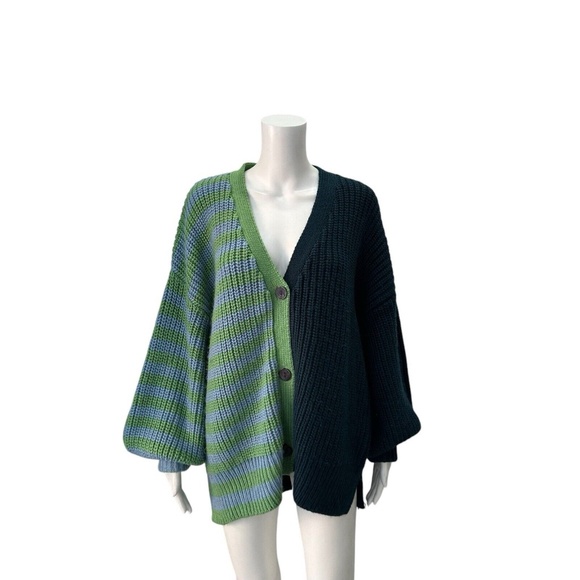 Cinq A Sept Anabella Colorblock Cardigan In Peacock Multi Size XL - Picture 2 of 7